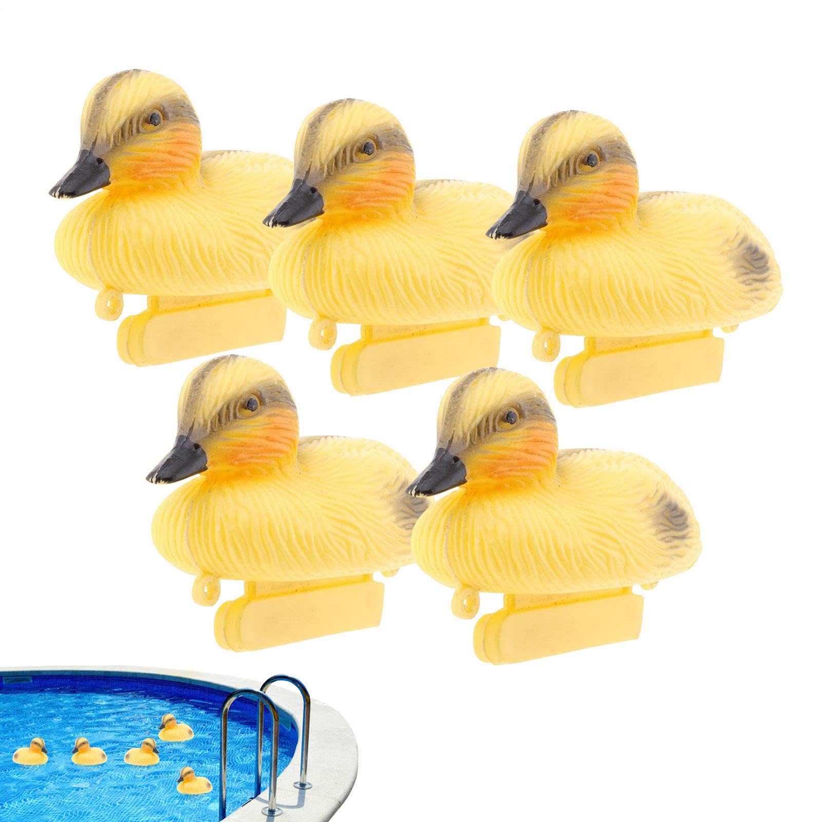 Yellow Duck Decoys - 5PCS Realistic Floating Duckling, Waterfowl Statue, Pond Ornament, Garden Decoration, Lake Toy | Outdoor Park Pool Display For Backyard Relaxation Family Entertainment