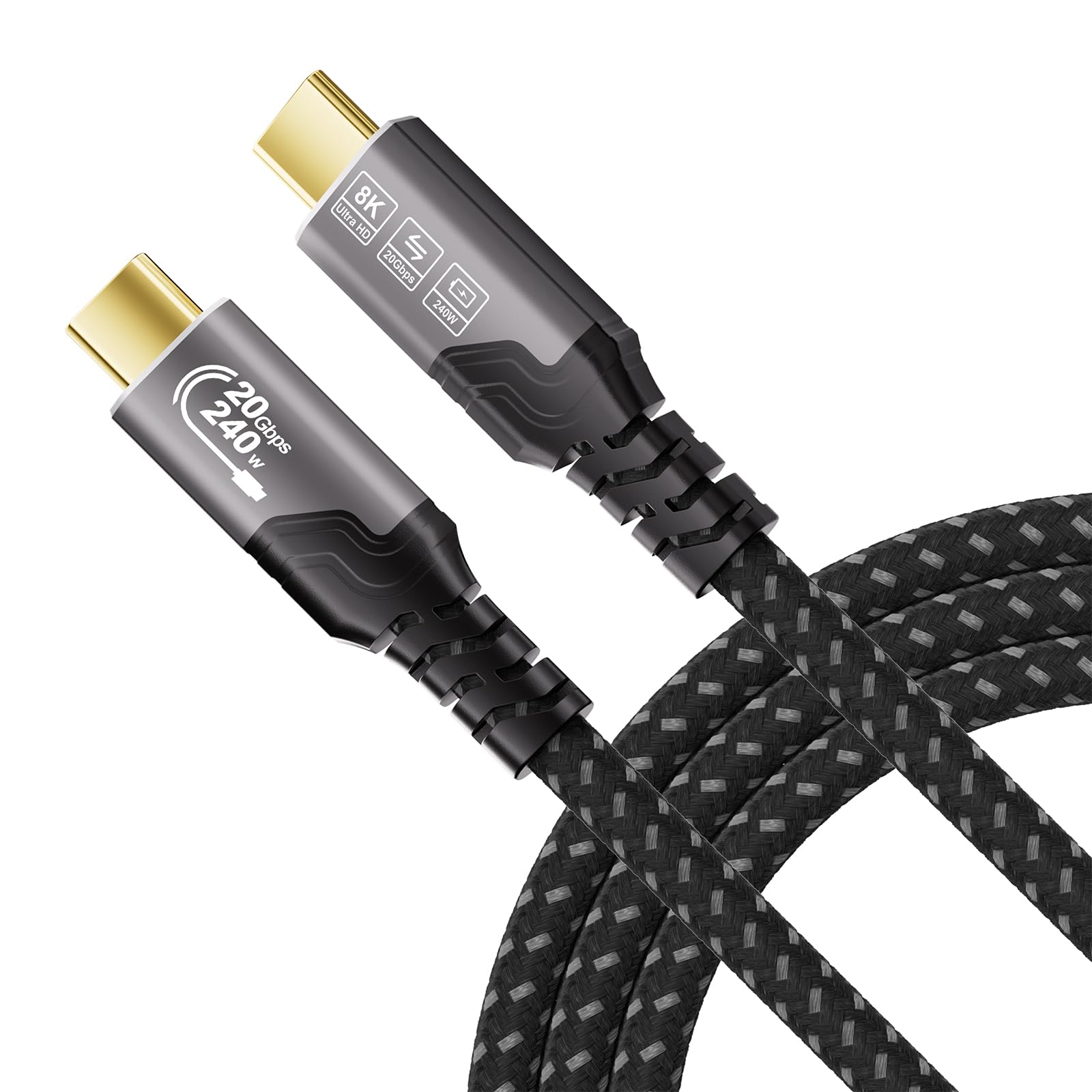 ZIKNYDO Cavo USB C 3 metri, USBC 3.2 Trasmissione dati 20Gbps, Ricarica Rapida 240W, 8K@30Hz/4K@144Hz Cavo USB C Video, compatibile con Thunderbolt 4, MacBook, Switch, Monitor, iPhone 17, Dell XPS, VR