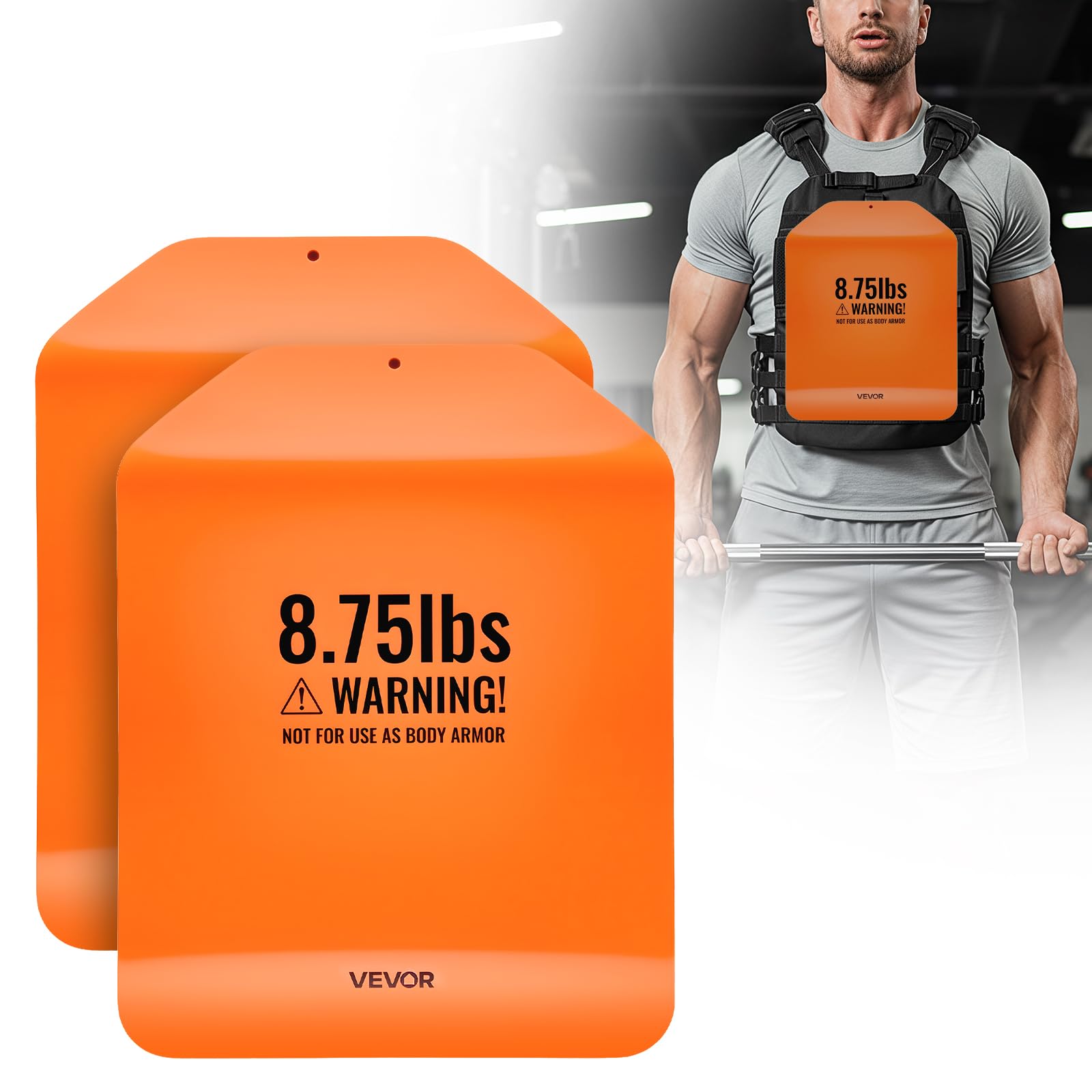 VEVOR Plaques de poids incurvées pour gilet, paires de 5,75/8,75/6,6 kg, plaques lestées tactiques en acier de qualité supérieure pour gilet, design ergonomique, pour l'entraînement de force