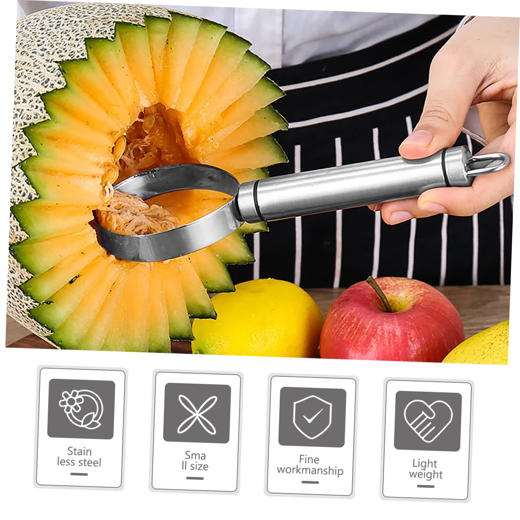 OUNONA 3pièces Couteau à Pastèque Acier Outil De Découpe De Fruits Multifonctionnel Accessoire Pratique Pour Trancher Et Melons Et Fruits Modèle Et Facile à