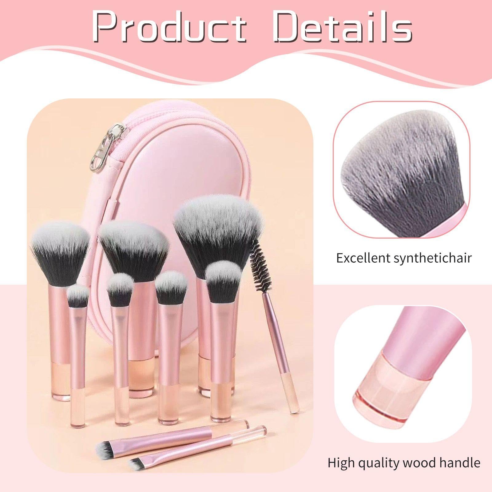 10 Pinceles De Maquillaje Portátiles Y 2 Mini Bocanadas, Cerdas Suaves, Herramientas De Maquillaje Profesional, Artículos De Belleza Importantes, Adecuados Para Maquillaje Facial.