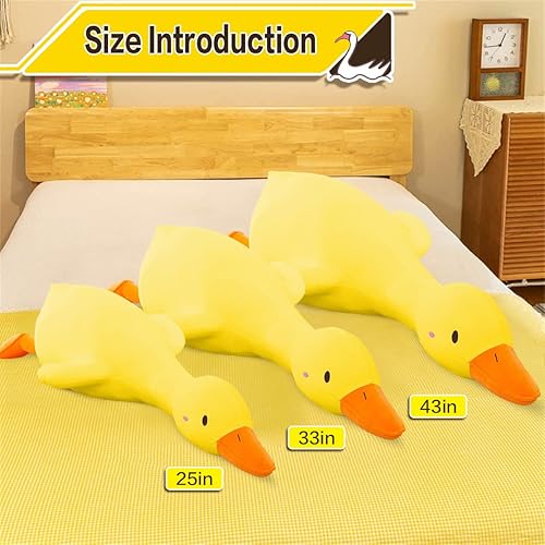 Miniatura 9 de Almohada de felpa de pato, bonito animal de peluche gigante de ganso, almohada súper suave para abrazar para ropa de cama de niños (blanco, 25.5