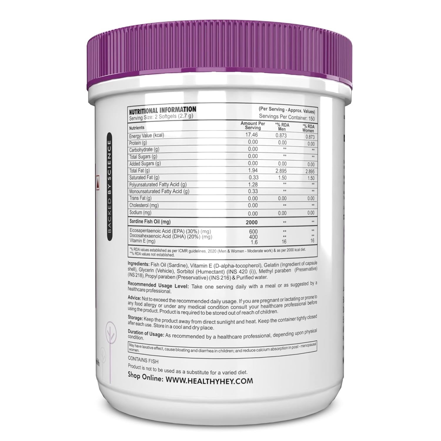 Healthyhey Game Omega 3 Fish Oil | Omega 3 fish oil capsules for women and men - 300 softgels (EPA 600 - DHA 400) Healthyhey Game Omega 3 Fish Oil | Omega 3 fish oil capsules for women and men - 300 softgels (EPA 600 - DHA 400)
