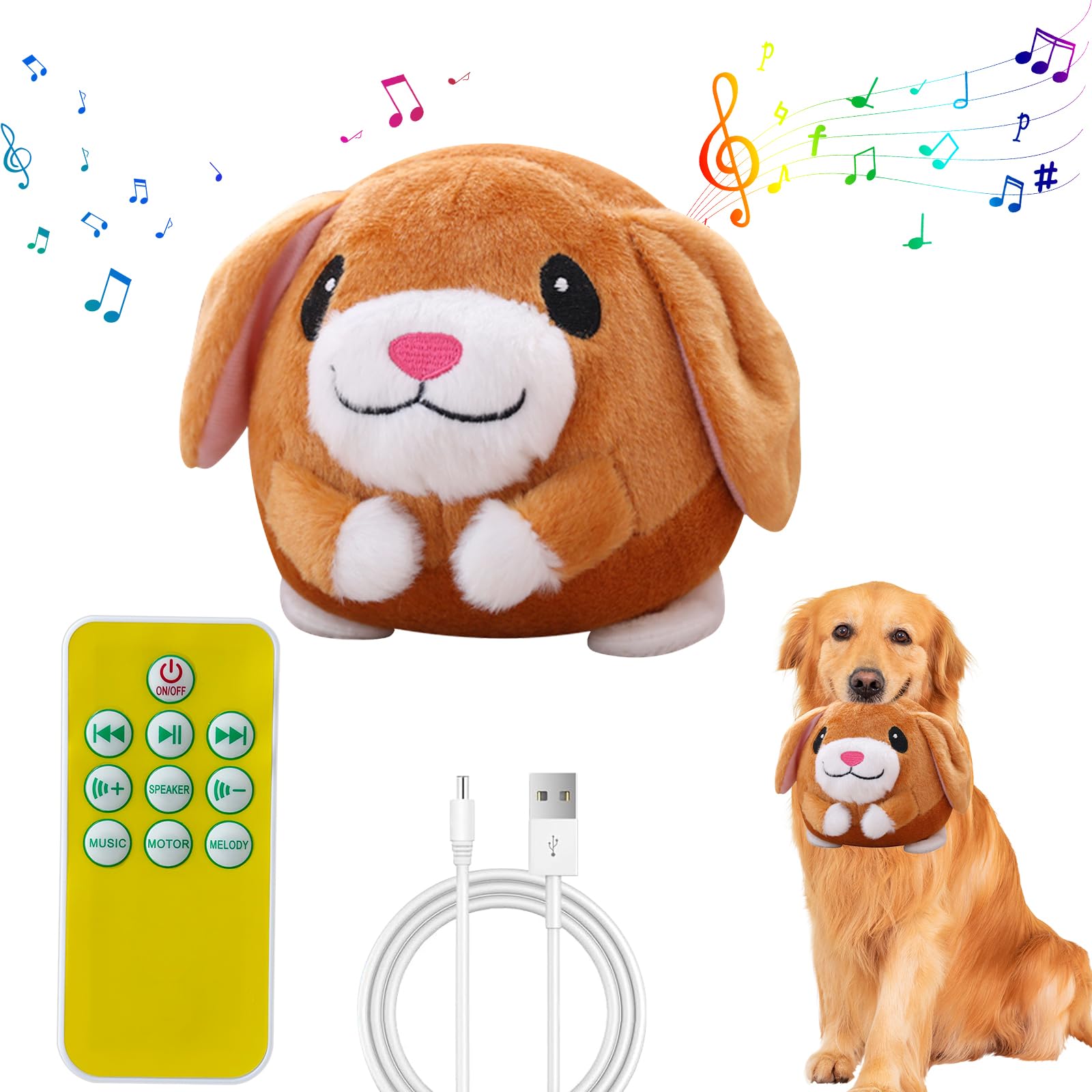 Jouet interactif en peluche pour chien de toutes tailles : balle rebondissante et télécommandée