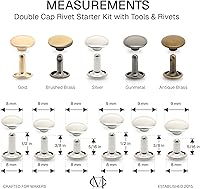 Vista 4 de CRAFTMEMORE Remache de cuero de 0.354 in x 0.472 in, remaches de doble tapa, remaches tubulares de metal rápido, remaches de cuero, 50