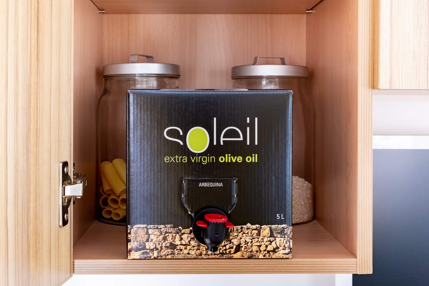 Soleil Bag in box Aceite de Oliva Virgen Extra Gourmet de Nueva Cosecha - Primera Presión en frío y envase sostenible de 5 litros con grifo dosificador