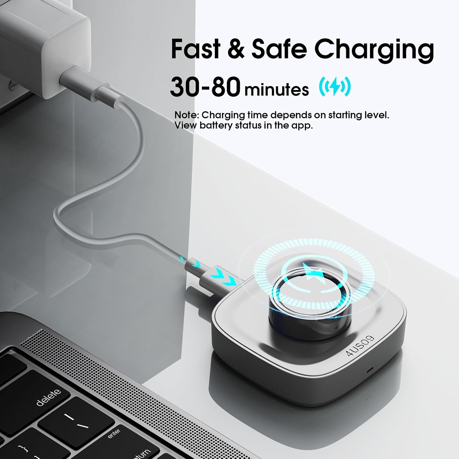 Compatible with Ou-ra Ring Gen 4 Charger - Size 6 - Portable Replacement Fast Charging Dock with USB-C Cable for Smart Ring