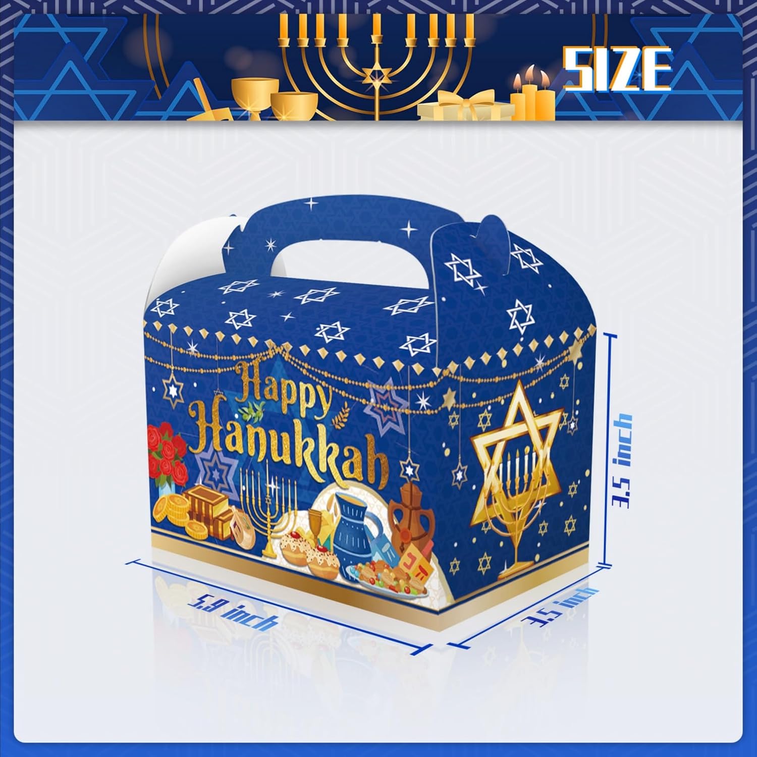 LOONELO Hanukkah Goodie Candy Treat Boxes, 12pcs Cardboard Chanukah Gift Holder Boxes, Happy Hanukkah Treat Favor Boxes for Jewish New Year Holiday Celebration Party Favor Decorations Supplies - Image 5