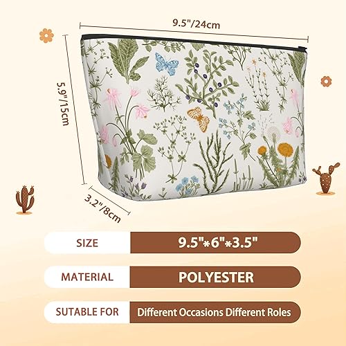 Miniatura 3 de BIGXIUKA Bolsa de maquillaje con hojas de plátano, bolsas de cosméticos para mujer, mini bolsas portátiles de viaje con flores tropicales, neceser
