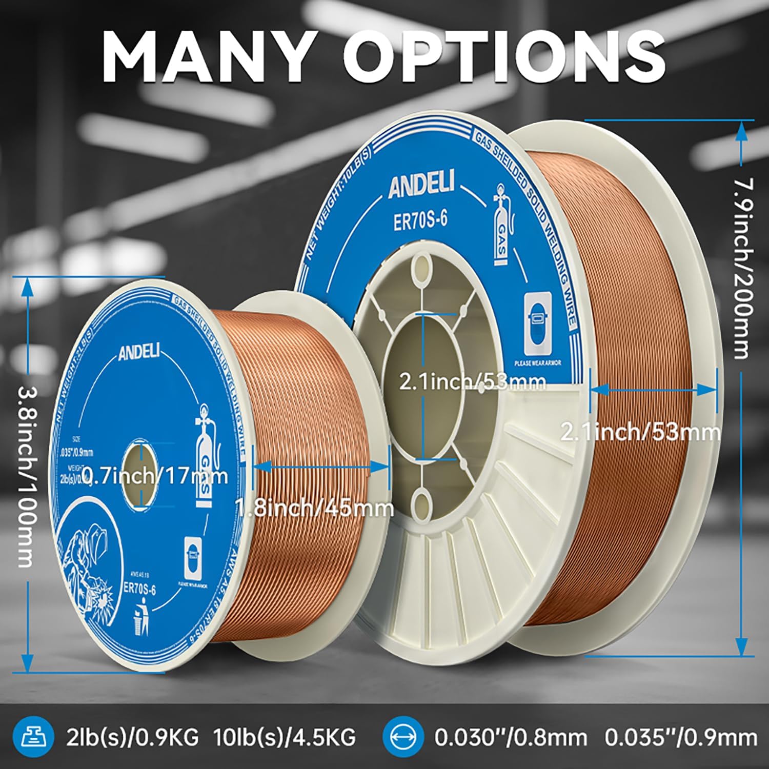 ANDELI Carbon Steel Solid MIG Welding Wire, ER70S-6 .030-Inch 2-Pound 3-Packs Gas Mig Welding Wire with Low Splatter and High Levels of Deoxidizers - For All Position Gas Welding