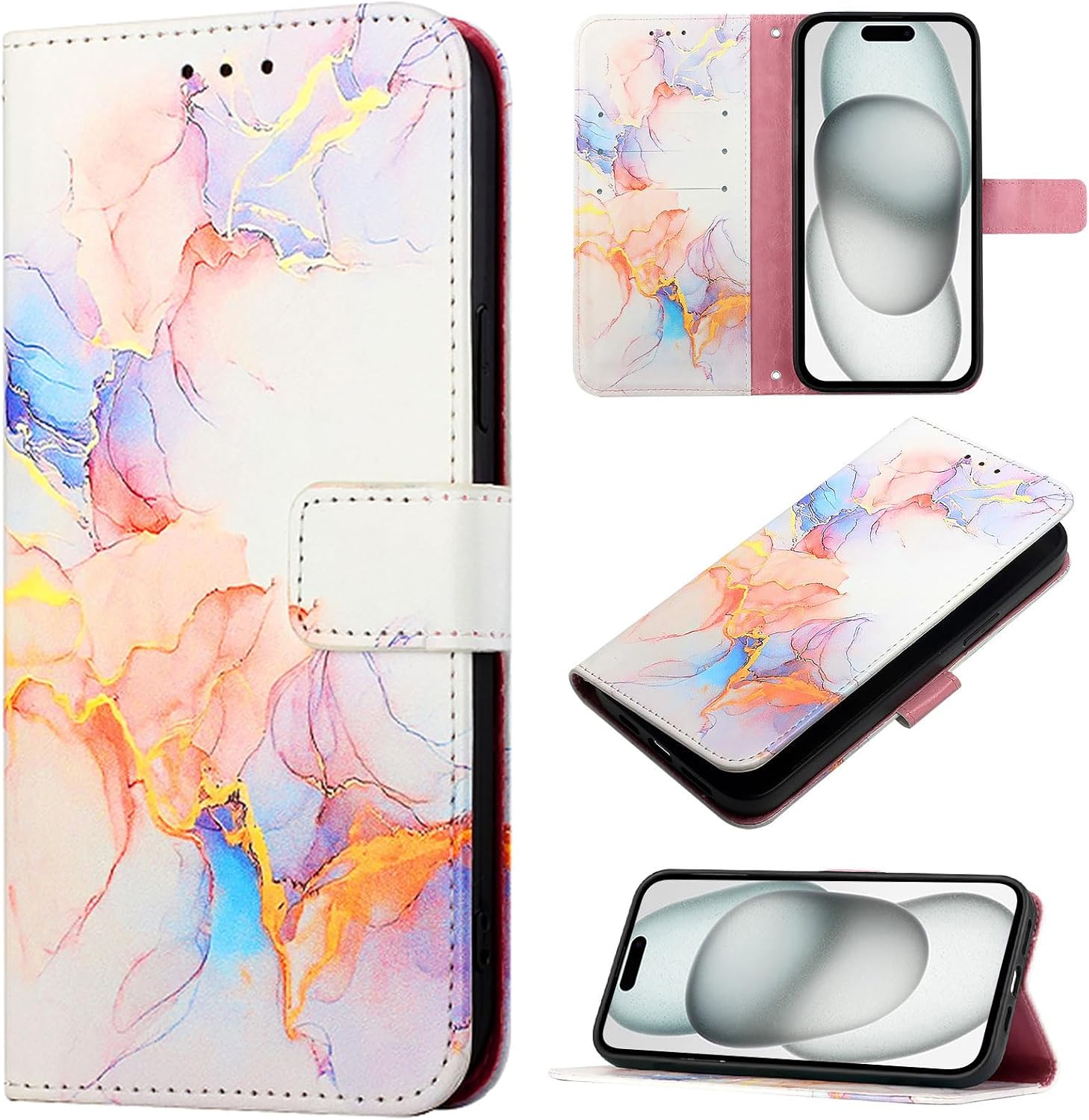 Smartphone case compatible with Tecno Spark Go 2023 4G, compatible models for Tecno Pop 7 4G / Pop 7 Pro 4G PU leather + smartphone case Card slot, magnetic clasp, Jin