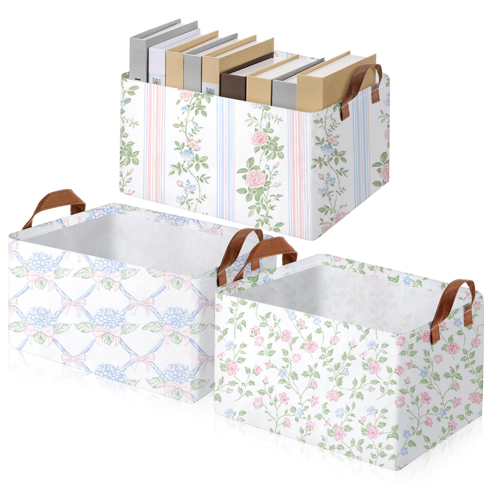 Panier de rangement pour bureau et maison grand bac en toile bleu