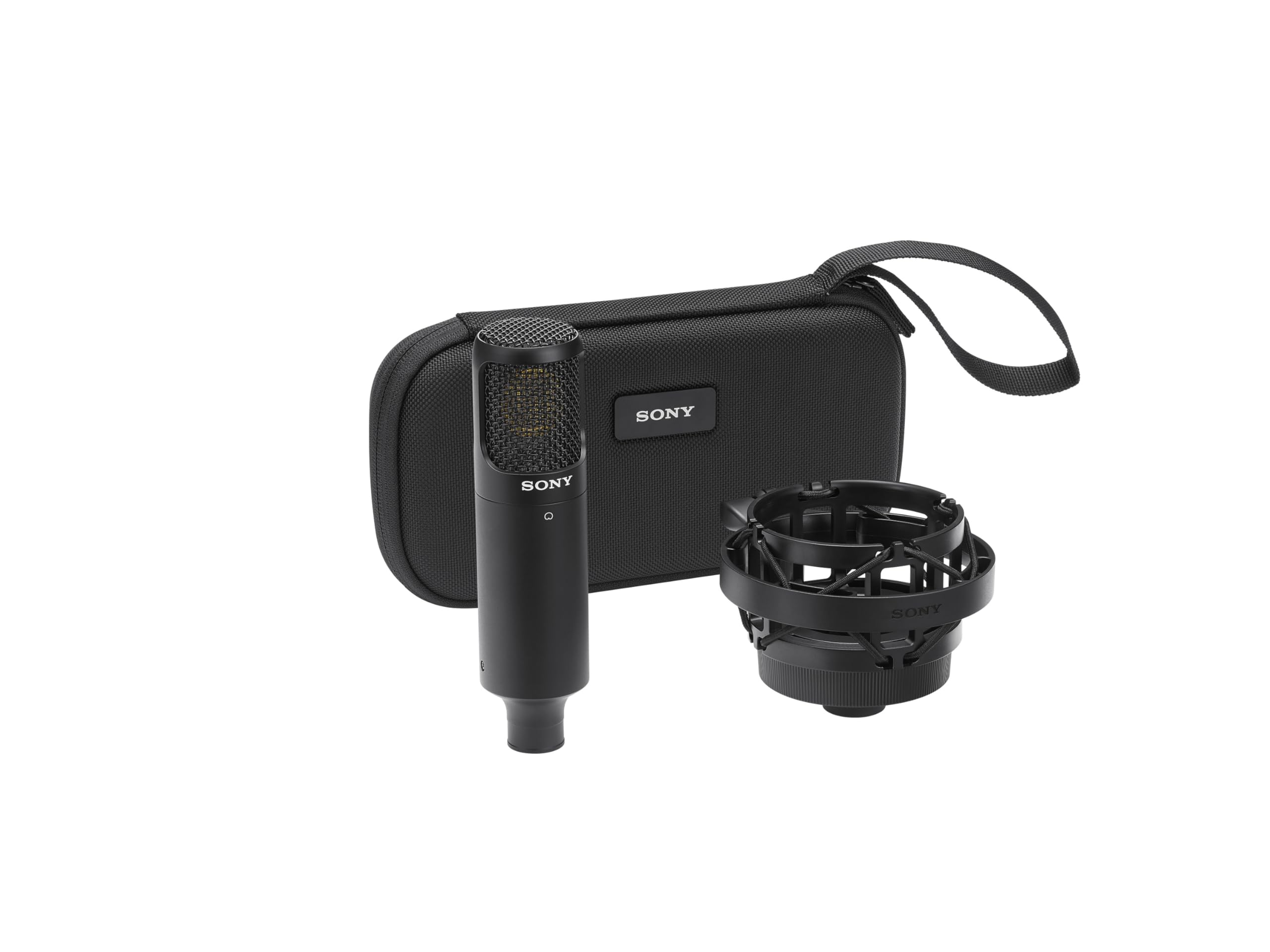 Micrófono de Estudio SONY-C80 Pro Audio; Rango de frecuencia de 20 Hz a 20 kHz; unidireccional; diseño con supresión de Ruido; tecnología Avanzada de la cápsula; XLR - Podcasts y grabación; Negro