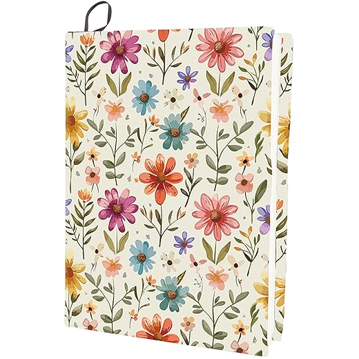CRASPIRE Flower Stretchable Book Cover Leaf Floral Washable Reusable Large Nylon Cloth Polyester Book Protector Elastic Notebook Wraps Suitable for Most Hardcover Books