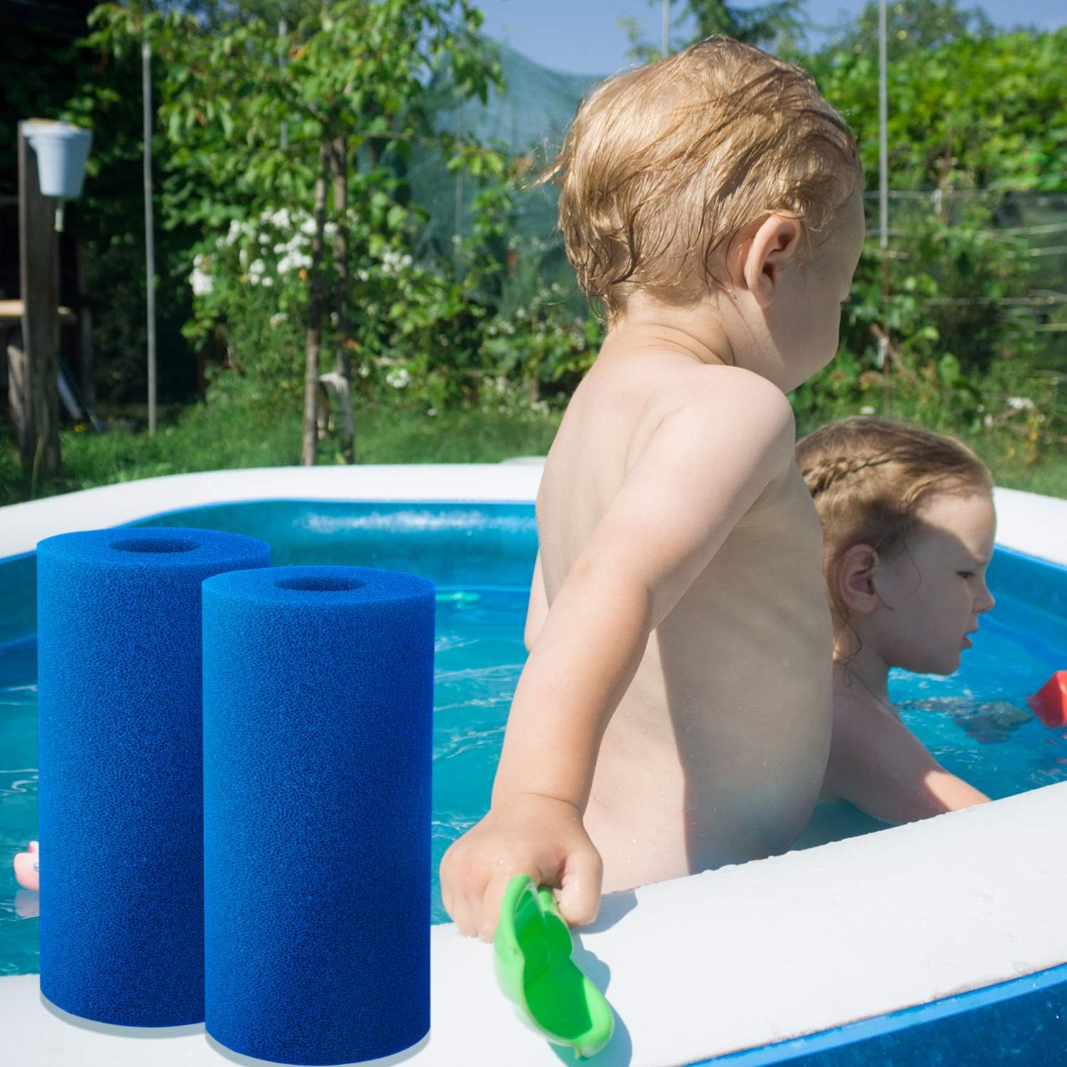 URATOT 2Pcs Pool Foam Filter Swimming Pool Foam Filter Swimming Pool Filter Sponge Compatible with Type A Reusable Washable Filter Sponge Cleaner for Pool (Blue)