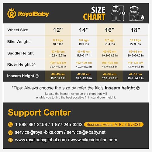 Miniatura 7 de Royalbaby EZ Kids Innovation - Bicicleta de aprendizaje 2 en 1 con pedal y equilibrio, 12141618 pulgadas, para niños y niñas de 3 a 9 años, varios