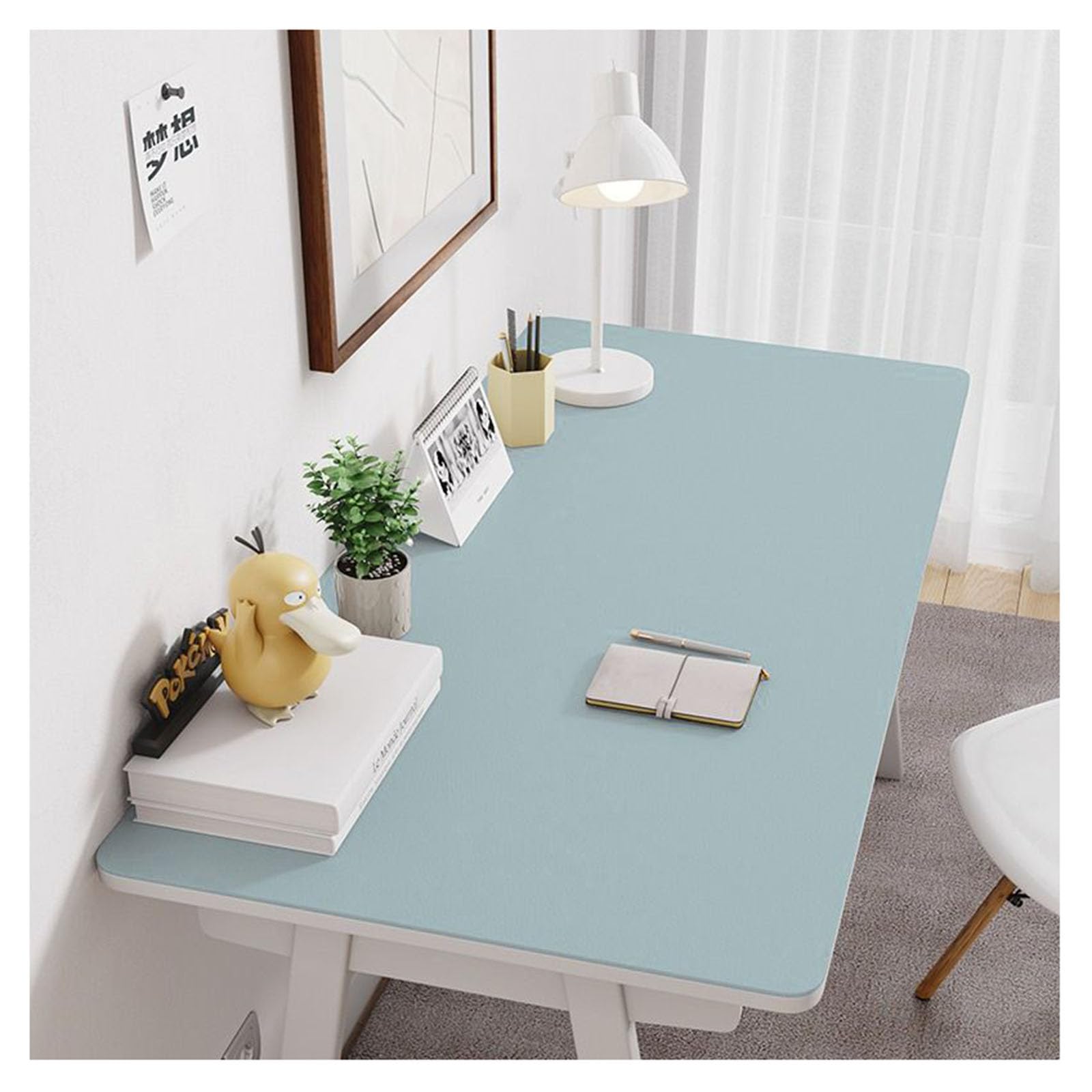 Grande Tappetino da Scrivania Pelle Impermeabile Sottomano da Ufficio Antiscivolo Tappetino Mouse Grande Tappetino da Tavolo da Pranzo, Cucina, Tavolino, da Ufficio in Ecopelle (70×140cm,Blue)