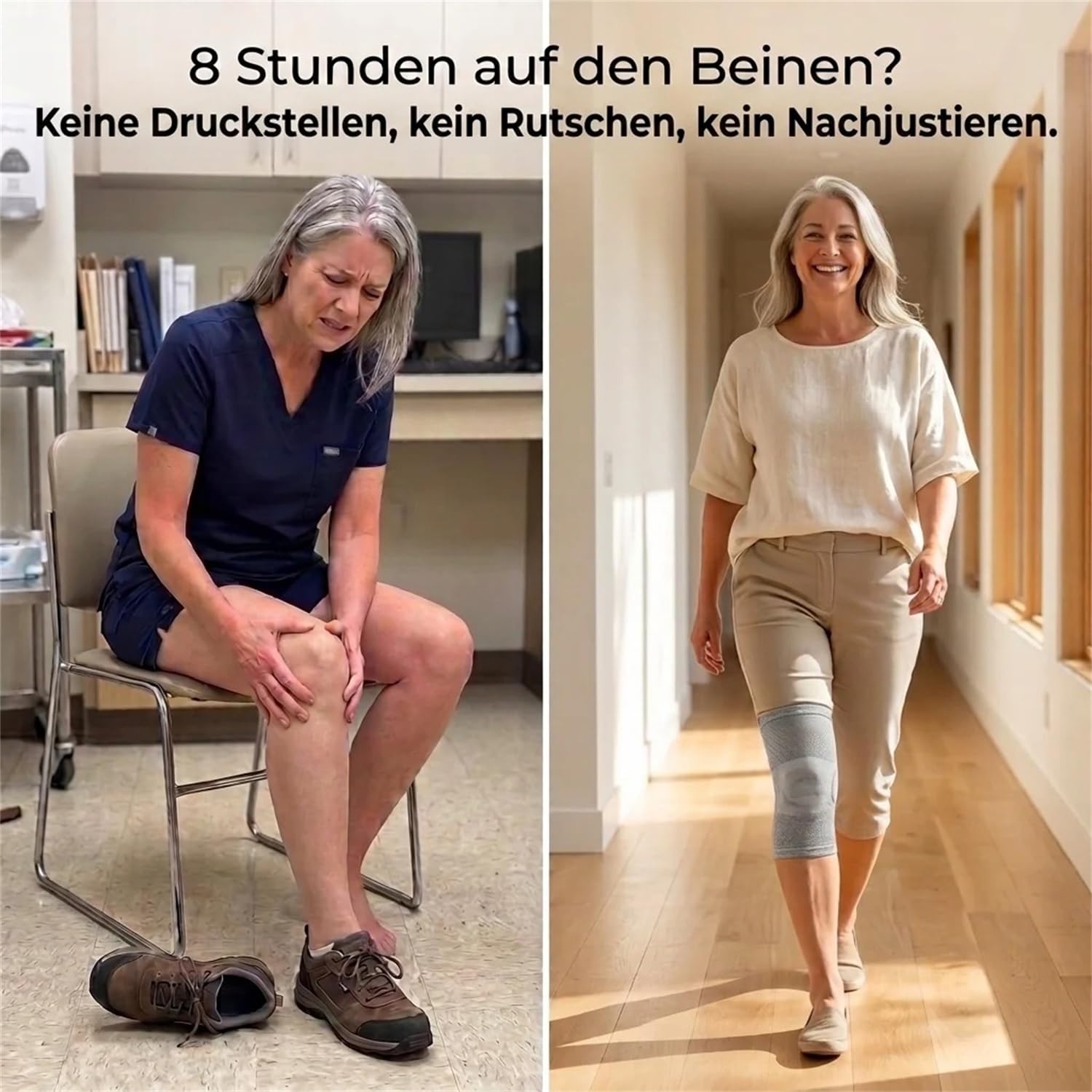 Kniebandage aus Bambusfaser, 2 Stück – atmungsaktiv & rutschfest