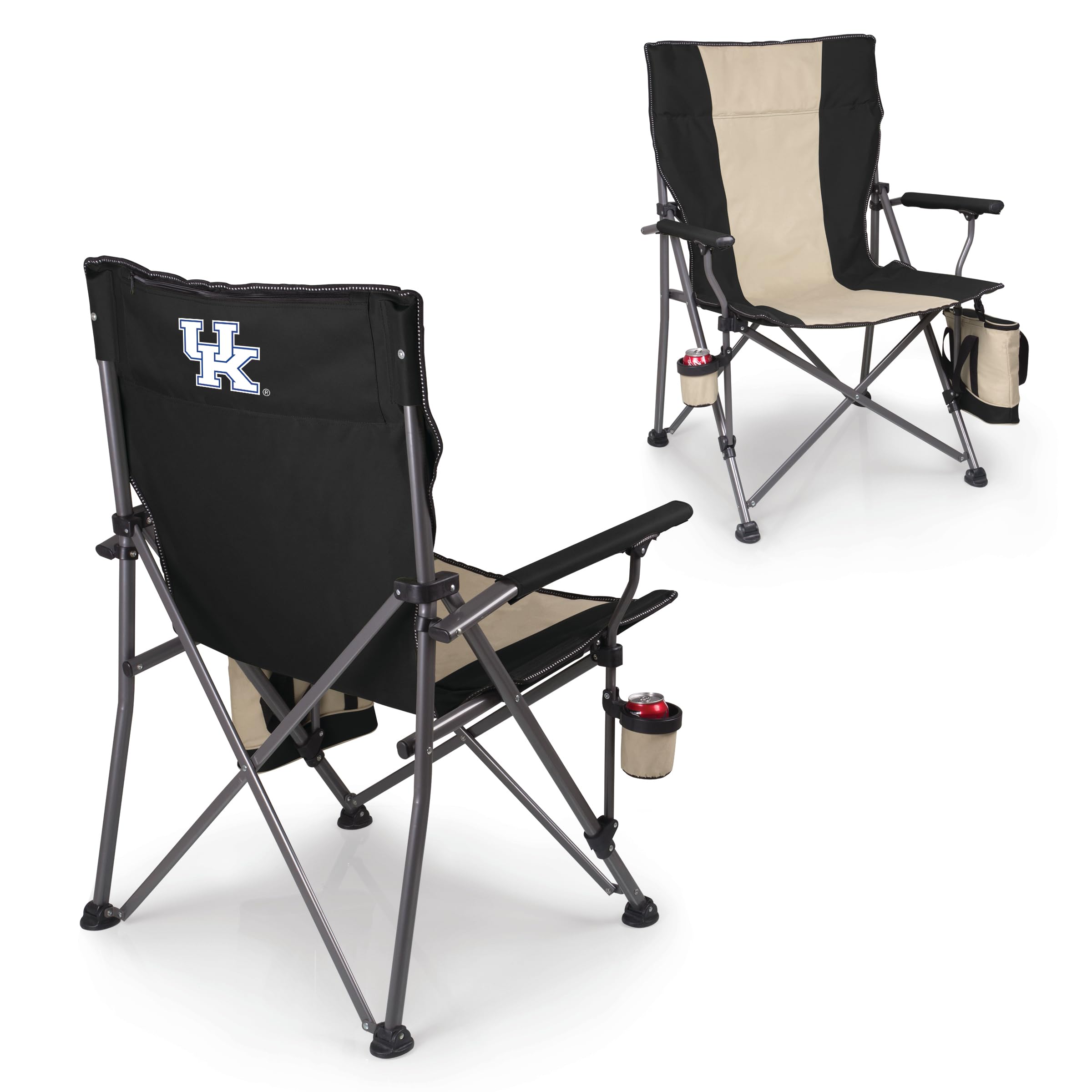 Picnic TIME NCAA Big Bear XXL Camp Chair with Cooler, Heavy Duty Beach Chair, 500 lb Capacity Camping Chair with Carry Bag, (Black)