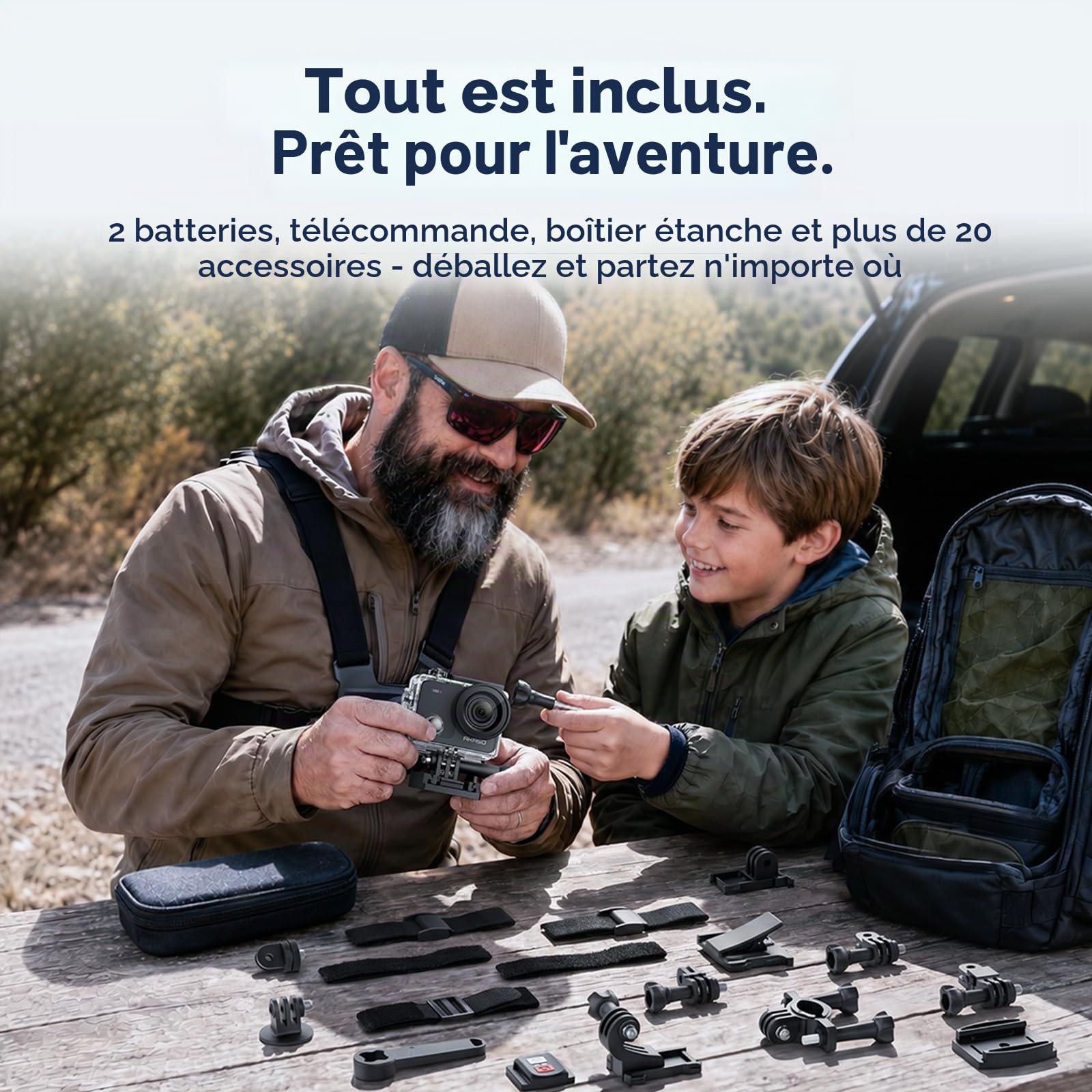 AKASO V50 X Caméra de Sport 4K 30FPS Ultra HD avec Carte 64 Go, Télécommande, Écran Tactile, Stabilisateur