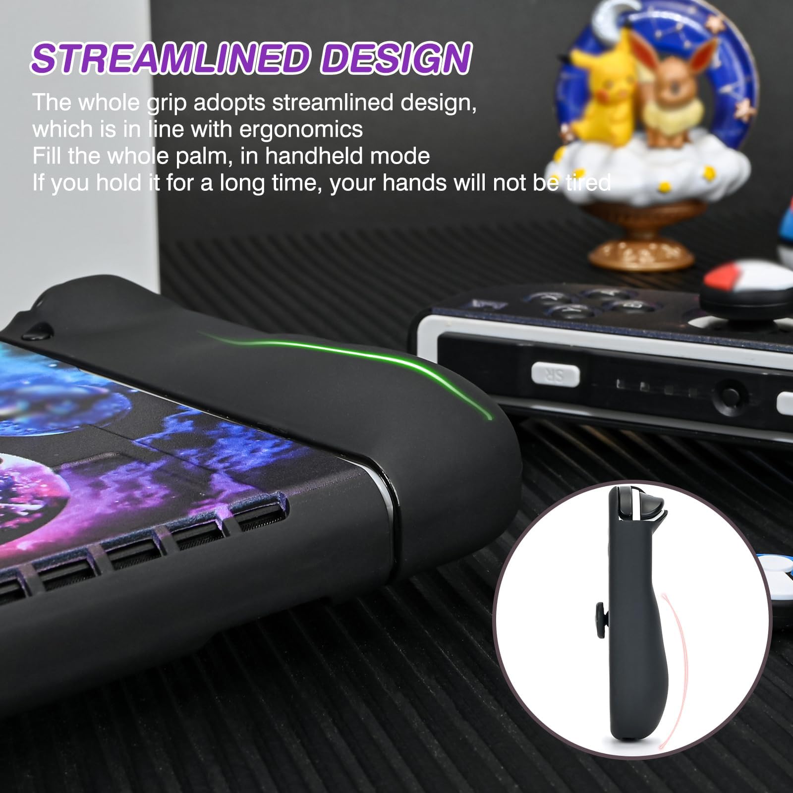 DLseego Funda para Switch OLED,Funda Protectora de TPU Compatible con Switch OLED Model, con 4 Fundas de Agarre para el Pulgar, Absorción de Impactos Anti-arañazos,Bolas de Duende OLED