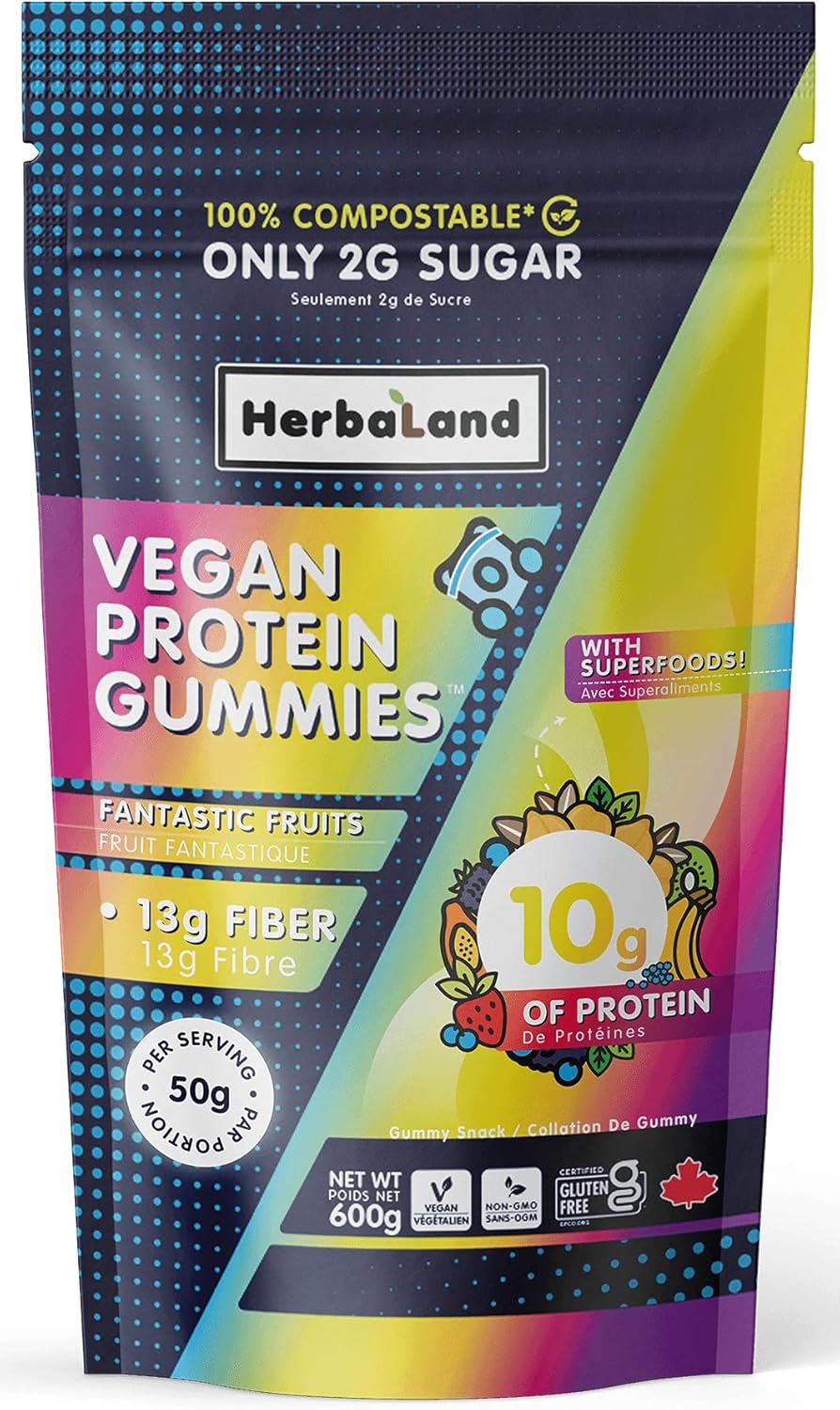 Herbaland Vegan Protein Gummies Fantastic Fruit (600g Bag