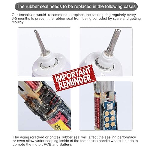 Miniatura 5 de Piezas de repuesto de sello de goma del eje impermeable del cepillo de dientes mejorado, compatibles con Philips HX751v HX6810 HX9690 HX9957 HX6836