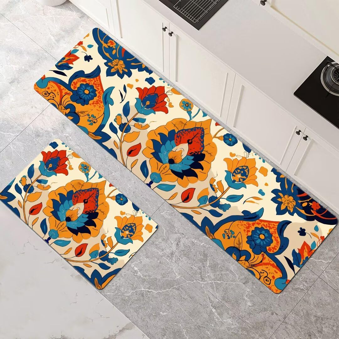 Alfombra cocina antideslizante súper absorbente y alfombra baño ocre