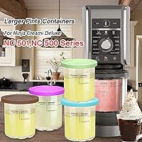 Vista 20 de Paquete de 4 pintas y tapas Creami Deluxe, compatible con Ninja Creami 11 en 1 NC501 NC500 Series Deluxe Ice Cream Maker, 24oz Deluxe XL Cups