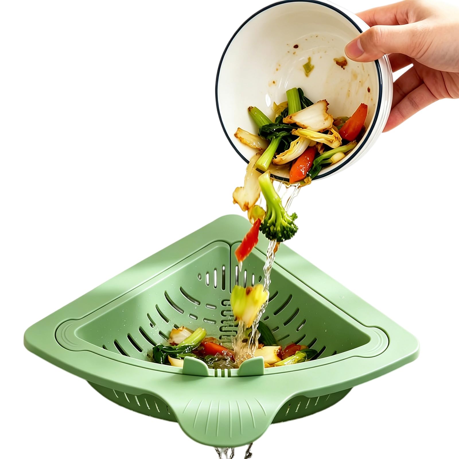 Generic Triangular Magnetic Sink Strainer Basket with Twist-Open Bottom Corner Drain Filter Suction Corner Sink Strainers for Washing Fruits Vegetables