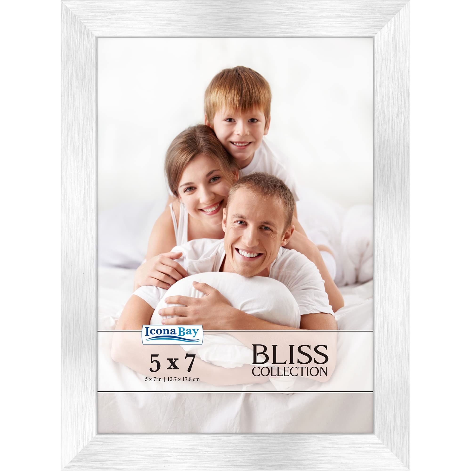 5x7 Silver Picture Frame - Modern Style Engineered Wood Frame - Table Top or Wall Mount - Bliss Collection