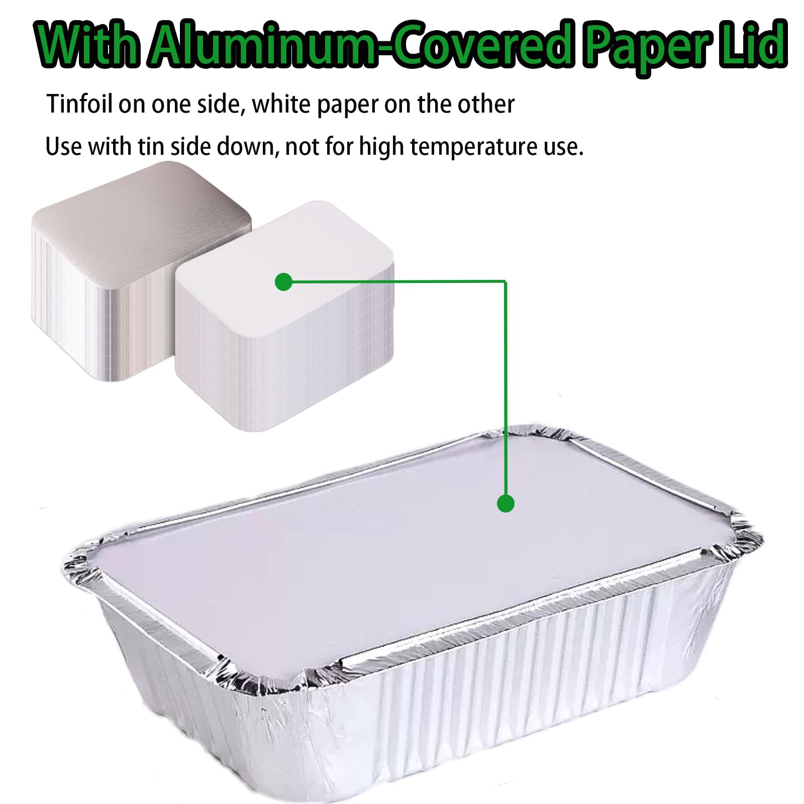 Paquete de 35 sartenes de aluminio con tapas, 2200 ml, 1100 ml, 700 ml, con tapas, para catering, preparación de comidas y comida para llevar. Viene con 10 juegos de cubiertos de madera.