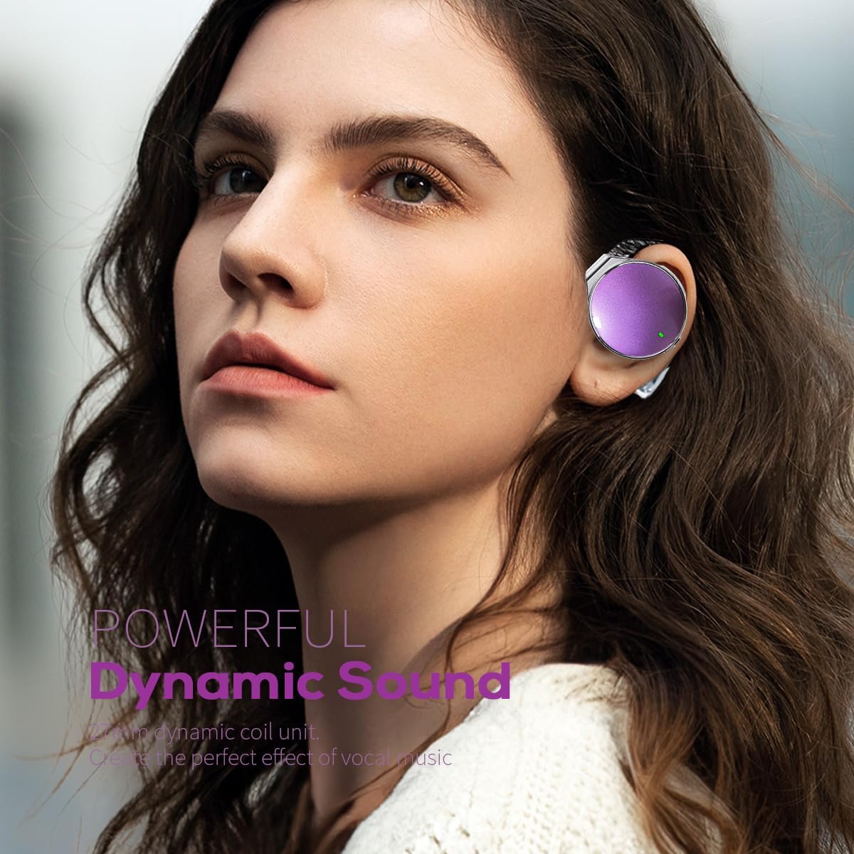 Ear Hook Earbuds Bluetooth 5.4 Secure Fit Wireless Headphones, Open-Ear Design with Over-Ear Hooks, 52H Playtime, HD Mic Bluetooth Headphones Connect 2 Devices for Work - Image 6