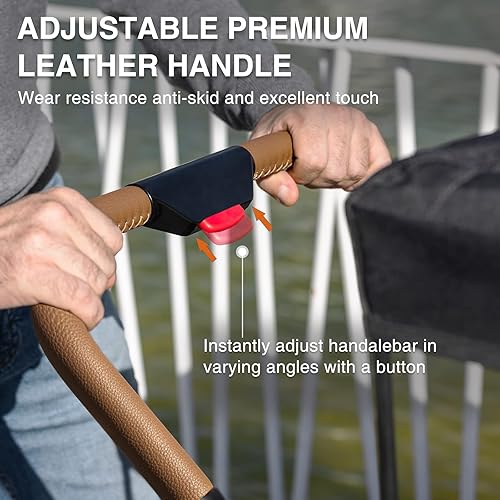 Miniatura 6 de EVER ADVANCED Side-unzip Wagon Stroller for 2 Kids, Push Pull Stroller with Adjustable Handle, Easy Access Front Zipper Door, 5-Point Harness Gris