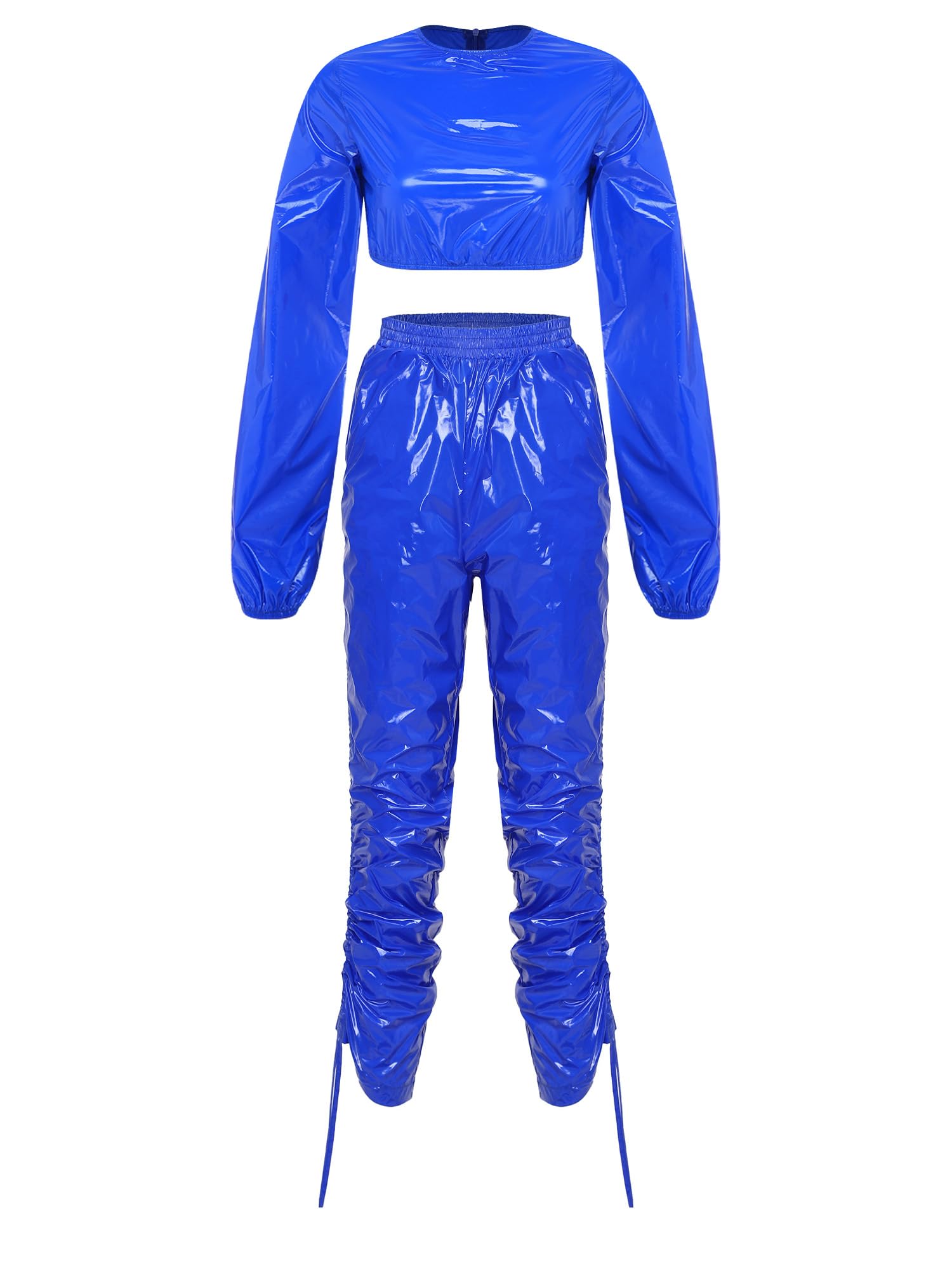 Kaerm Damski strój do sauny Crop Top spodnie do joggingu zestaw sportowy