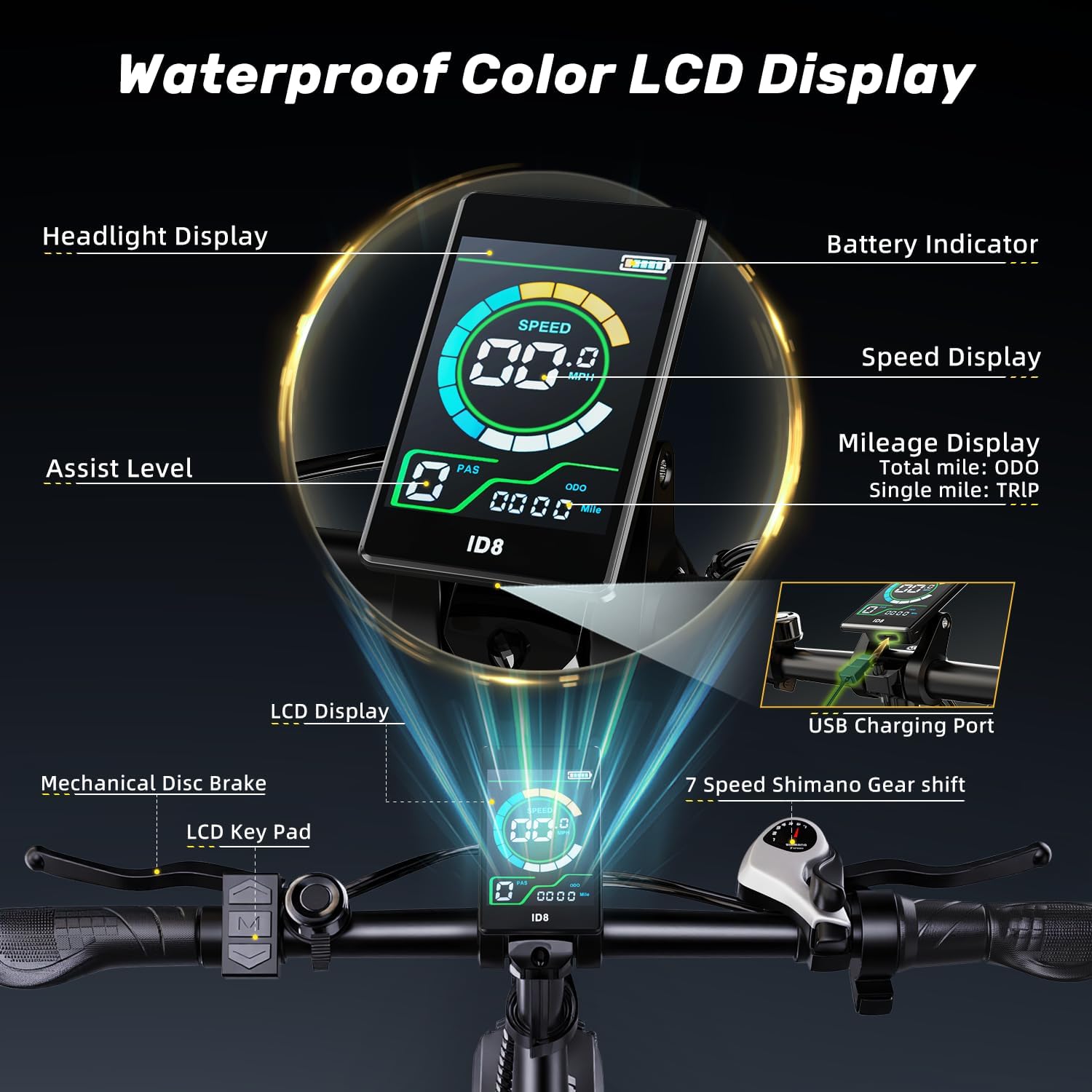 Folding Electric Bike for Adults and Seniors, 1000W Motor 48V 20AH Battery 30MPH 80 Miles, 20" Fat Tire All Terrain Ebike, 7-Speed Commuter E Bike, Step-Thru Electric Bicycle for Women and Teens
