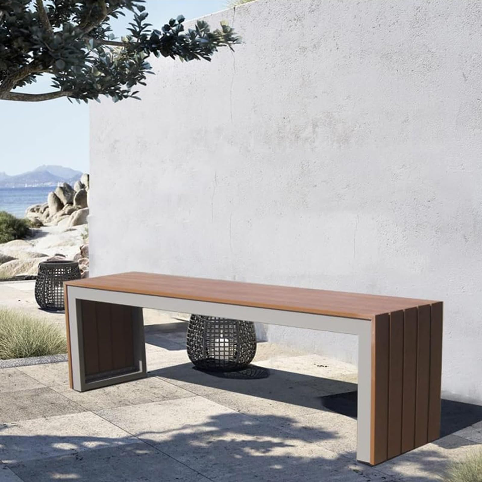 Parkbank, Holzbank, Sitzbank, Wetterfeste Gartenbank, 2-3 Sitzer Gartenbank, Geeignet for Hof, Park, Balkon(120cm/47in)