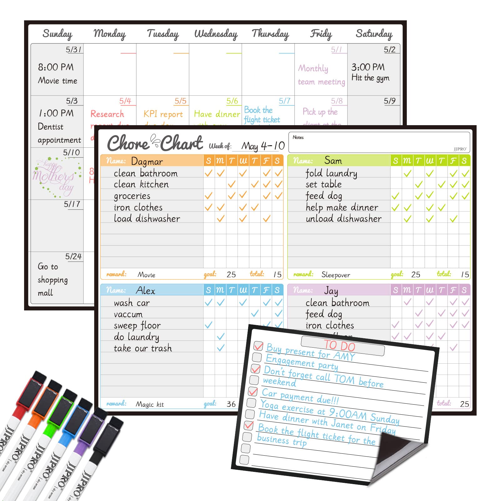 Buy Dry Erase Chore Chart and Monthly Planner Bundle for
