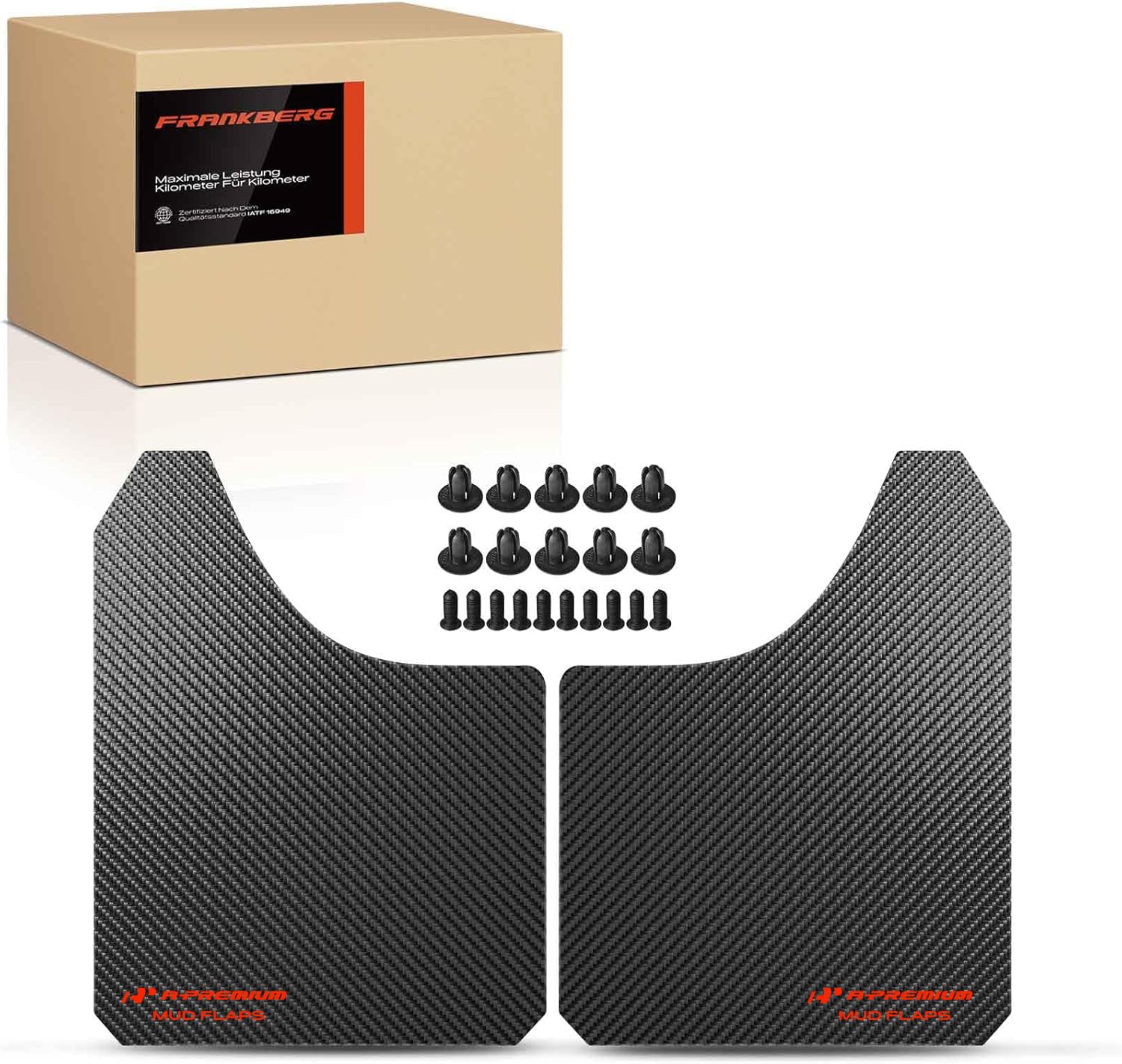 Frankberg 2X Universal Mud Flaps Fender Mud Guard Front Rear Compatible with Cabriolet MPV Pickup Saloon Estate SUV Hatchback Coupe Lorries Black 390 * 298mm