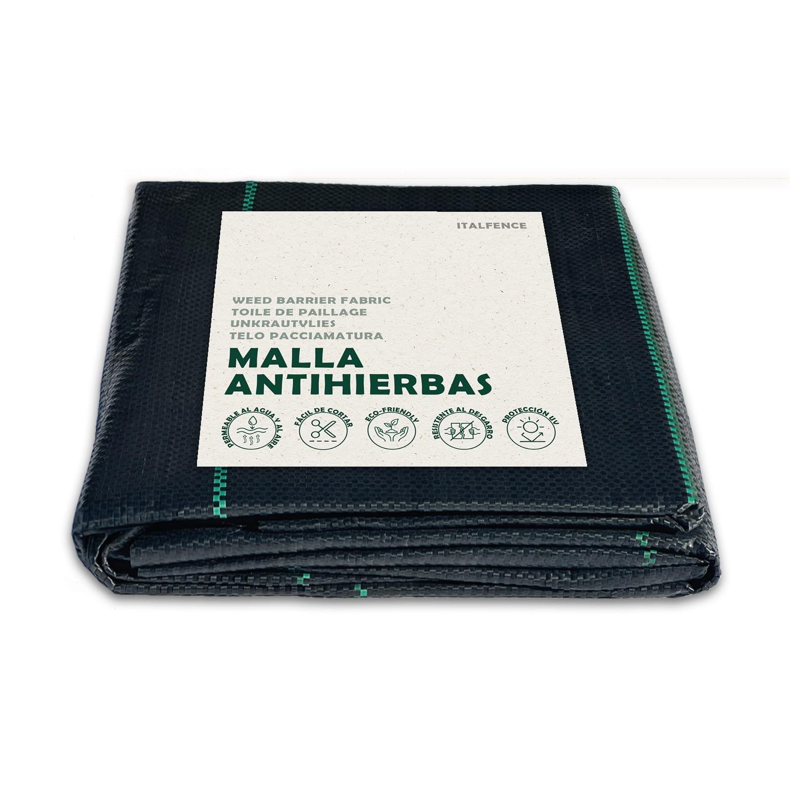 Malla antihierbas 100 g/m² con 20 clavos de jardín y arandelas [2 x 5 m]