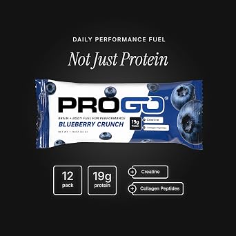 ProGo Protein Bars, Blueberry Crunch, 12 Pack, 19g Protein, 180 Calories