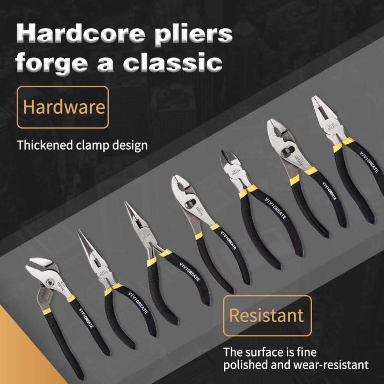 Vivicreate 7-Piece Pliers Set Heavy Duty Multipurpose Tools for Home Repair DIY Auto Electrical Work Includes Long Nose Slip Joint Linesman and Diagonal Pliers Alicates de Corte Herramientas - Image 4