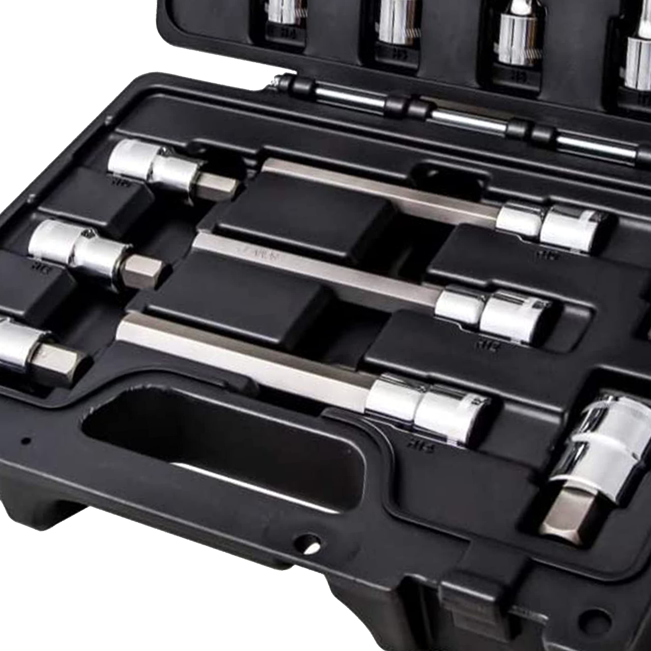 Beta 923E-PE/C18 - Surtido de 18 llaves de vaso hexagonales y 5 accesorios, en maletín de plástico
