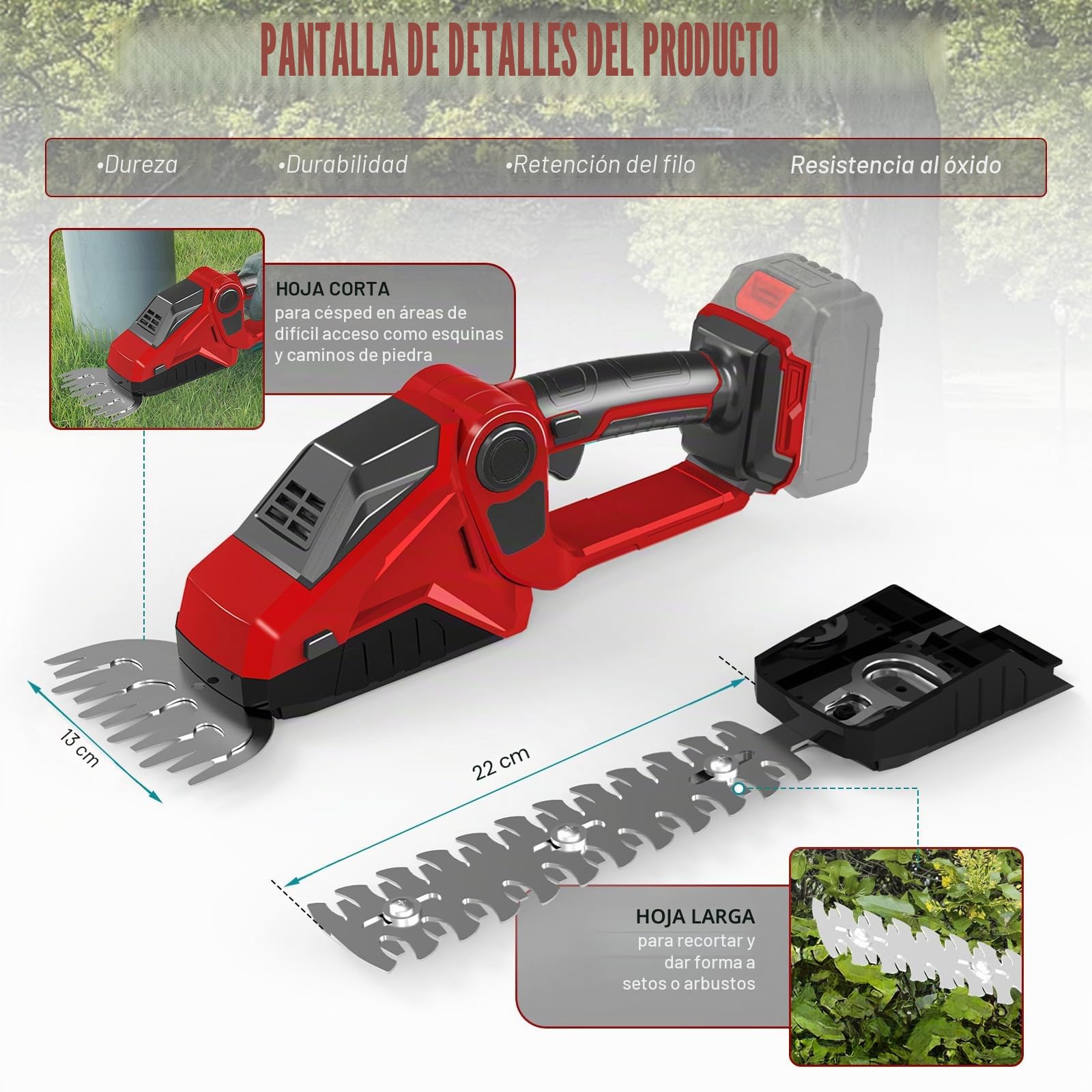 Tijeras Cortasetos y cortacésped inalámbricas 2 en 1 Compatible con Milwaukee 18V batería, Tijeras cortacésped 90° Ajustables de 150W con 2 Cuchillas para Cortar arbustos y césped (sin batería) | Recortadora eléctrica de arbustos, 90° ajustable, con 2 cuc