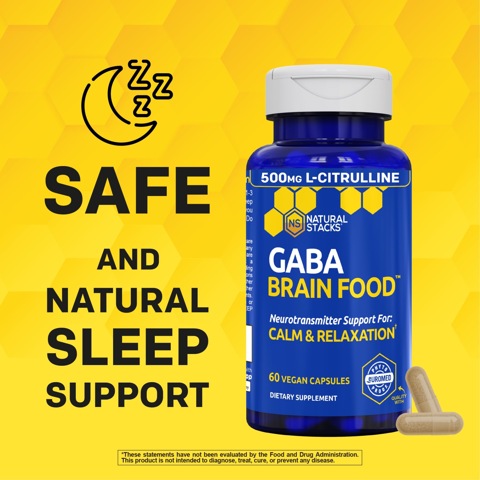 GABA Brain Food, Sleep & Relaxation Support with L-Citrulline, 60 Count — Amazon image 4
