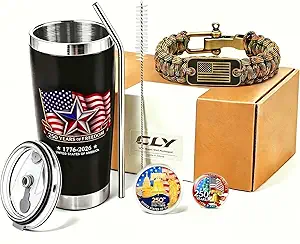 250 Years Anniversary USA Gift Set with Tumbler, Coins, Paracord Bracelet, Pins