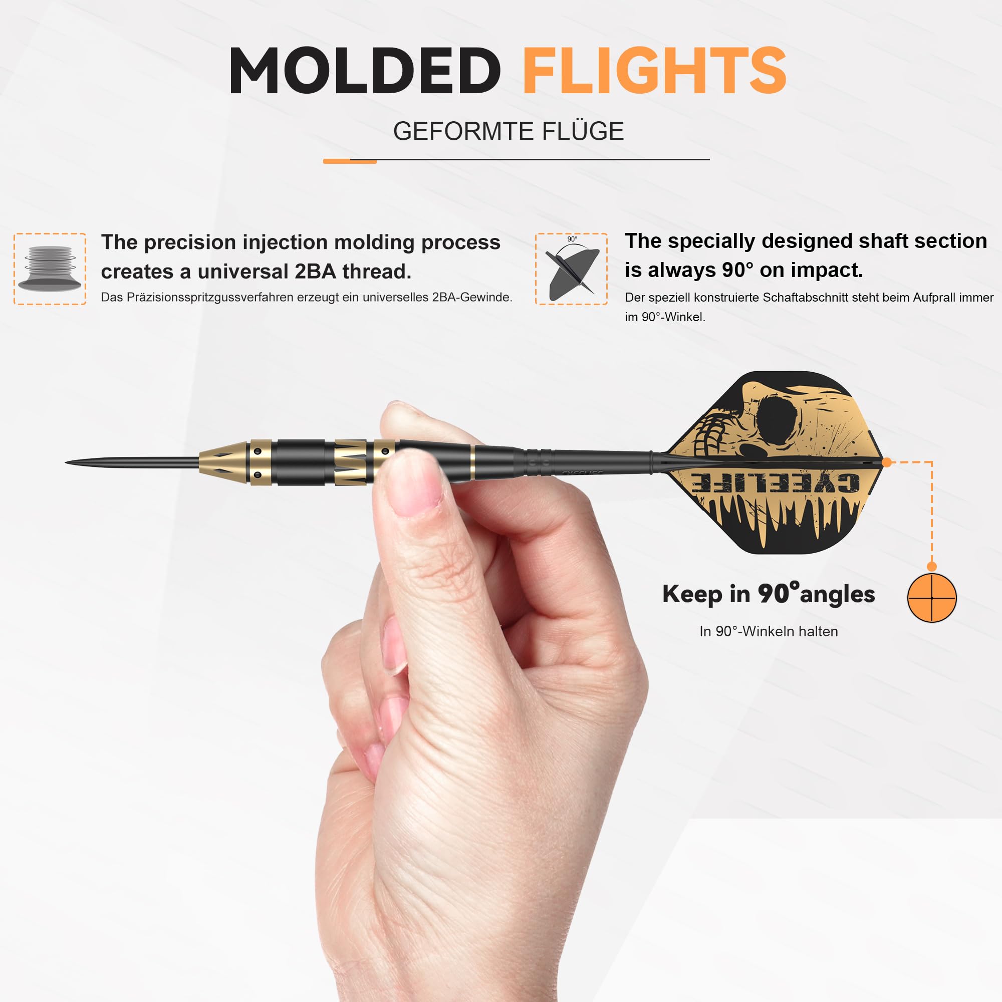 CyeeLife Flechette Pointe Acier 24g Barrels en Laiton Set de fléchettes avec Flights Aiguiseur Coffret