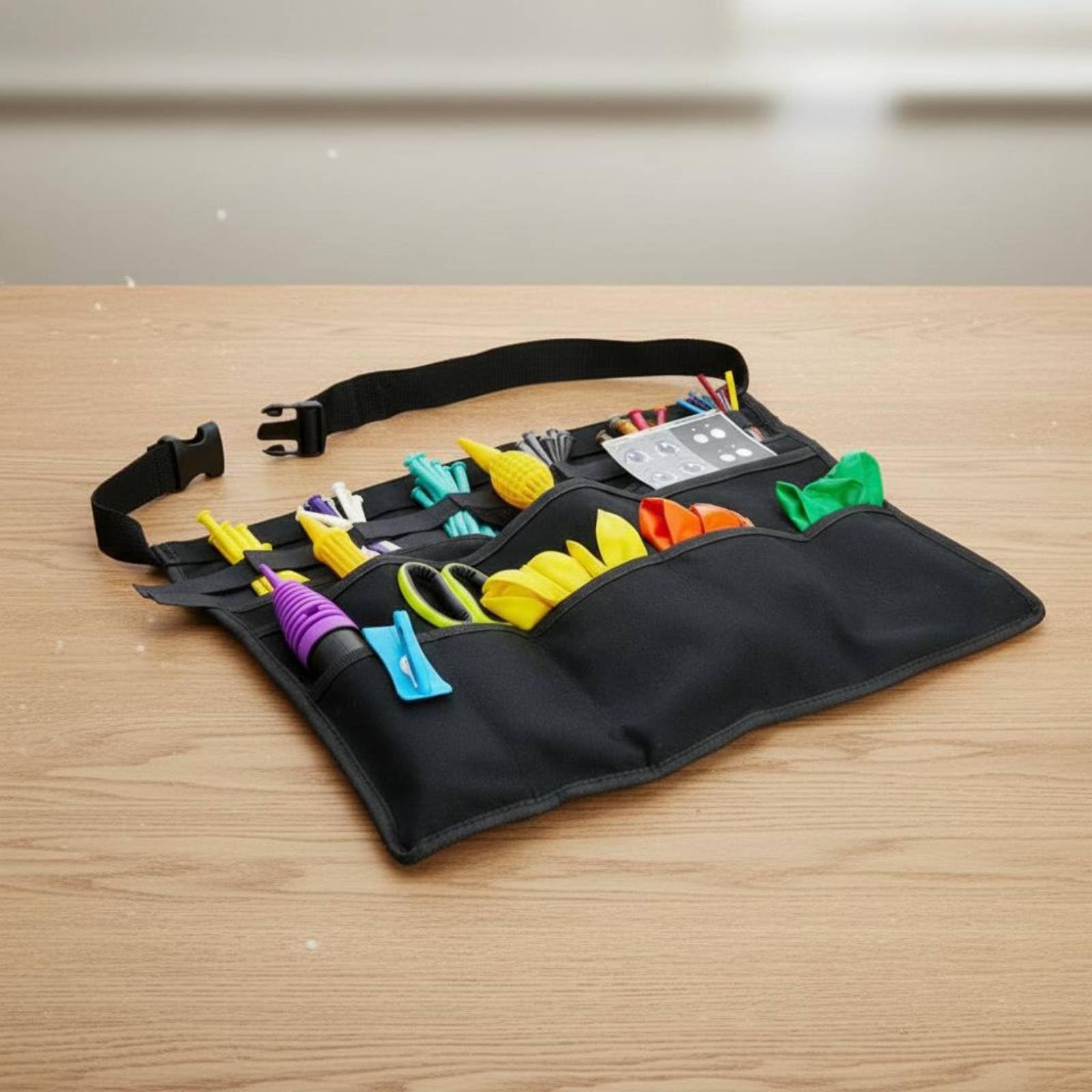Delantal de Actuación Delantal Herramienta Cintura Bolsa con Bolsillos de Nylon Reforzado y Diseño Ergonómico Manejo Ágil de Globos y Boquillas Adecuado para Espectáculos Ferias