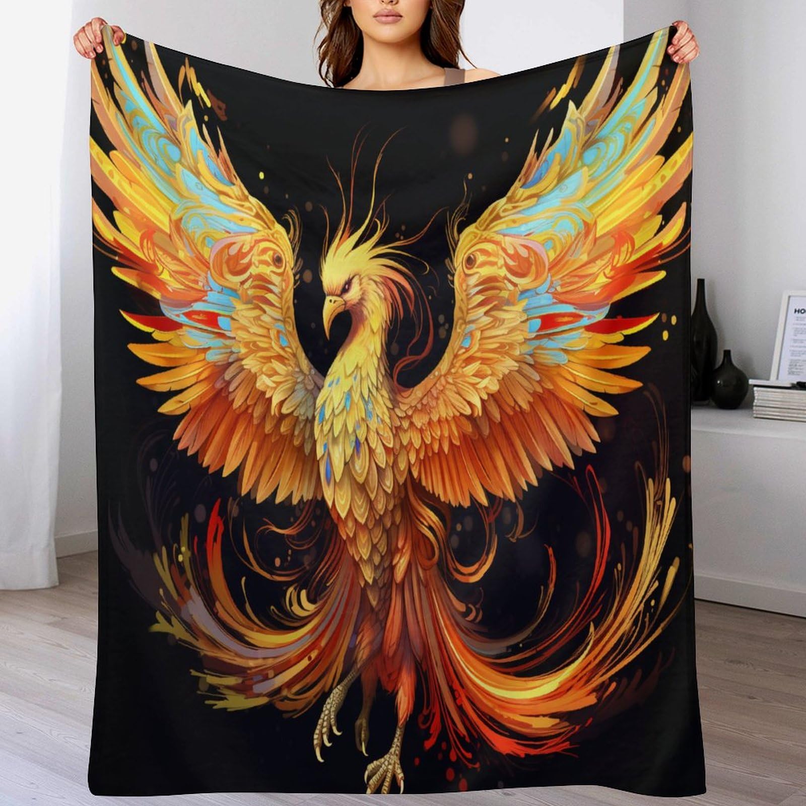 Manta de forro polar de fénix con tejido de franela suave y gran tamaño de 180 x 200 cm