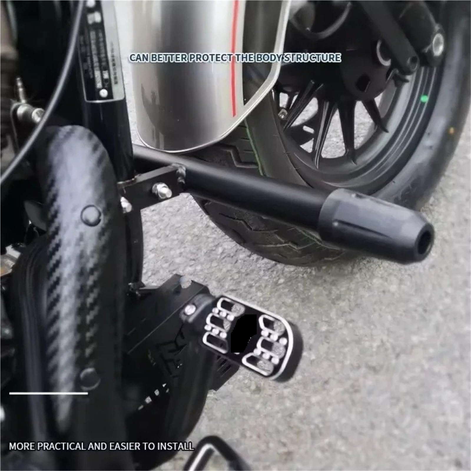 Motorradstoßstange Für Benda Für Chinchilla 500 Nachrüstung Stoßstange Stoßstangenschutz Verdickte Anti-Fall-Stange Schlitzstange Zerstörungsfreie Installation Motorrad Motorschutzbügel(B)